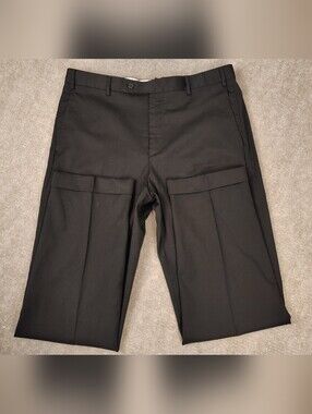 Men's Zanella For Nordstrom Black Wool Dress Pants Flat Front Size 36W 32L Italy